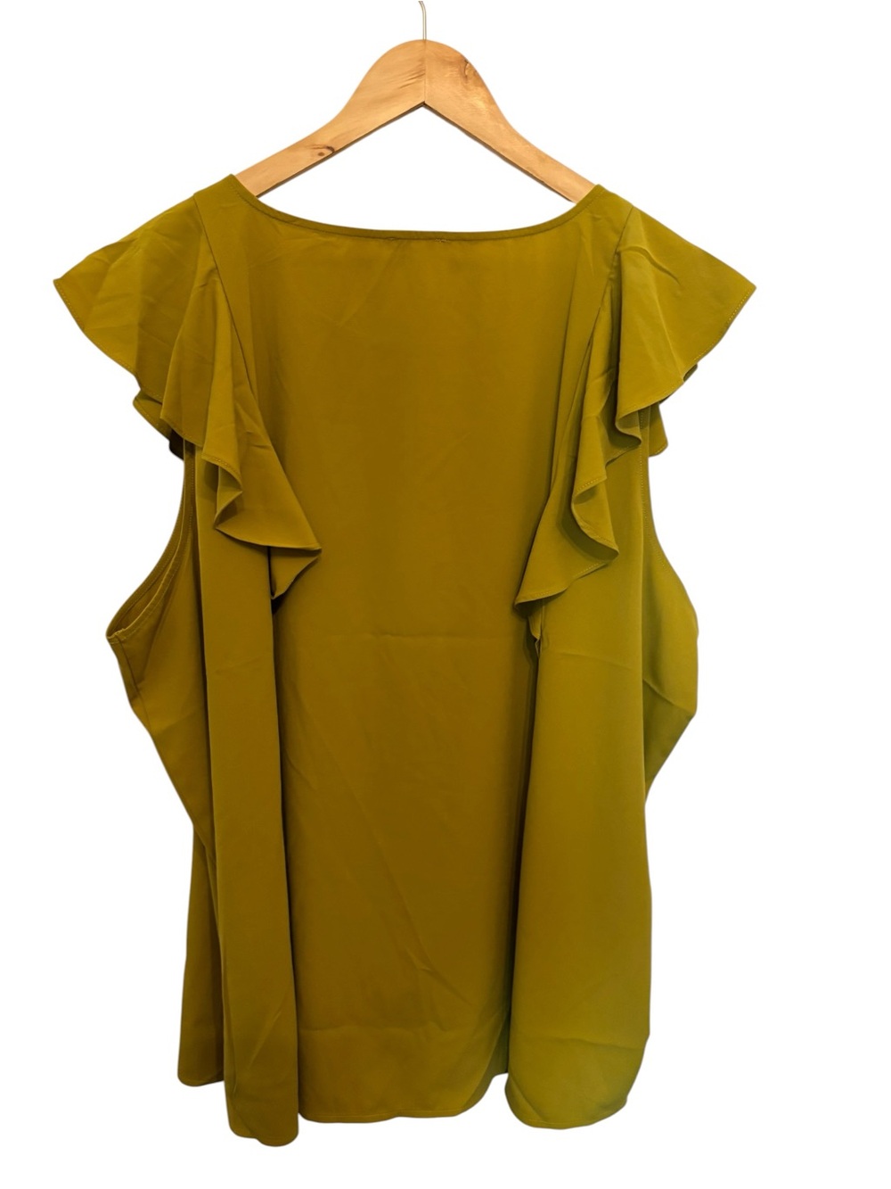 Flutter Sleeve Olive Green Blouse - Picture 2 of 4